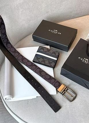 Чоловічий подарунковий набір coach ремінь гаманець портмоне coach