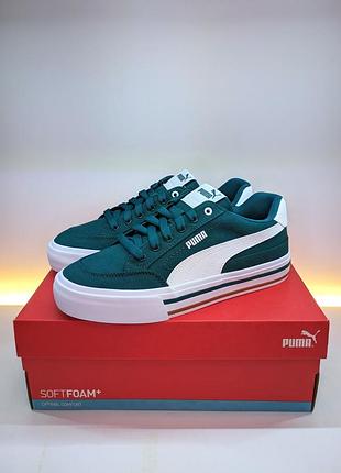 Зеленые кеды puma court classic vulcanised formstrip eu 40,5 (25,9 см) оригинал