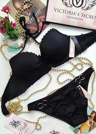 Купальник базовый черный victoria's secret 34b 75b 34c 75c xs s m l 40 38 36