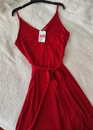 Новое красное платье миди h&amp;m