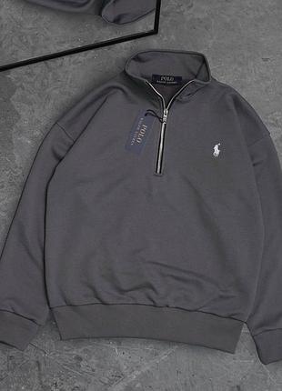 Свитшот с воротником графит polo ralph