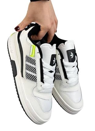 Женские кроссовки adidas forum mod low white black lime