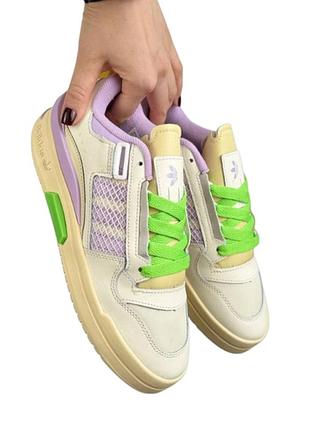 Женские кроссовки adidas forum mod low cream lilac lime