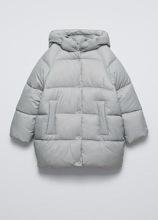 Куртка зимняя трендовая оверсайз на девочку 13-14 лет рост 164 zara серая xxxs xxs xs