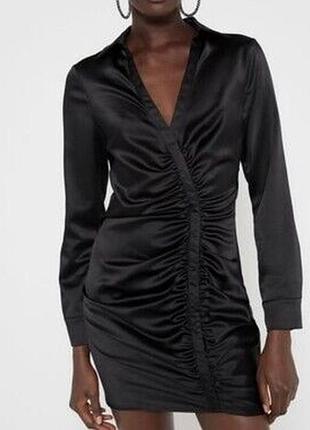 Атласна чорна сукня zara