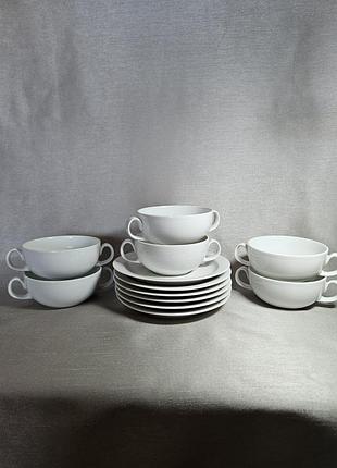 Винтажный набор бульонниц arzberg swingline white sky (немеченица, 6 персон)