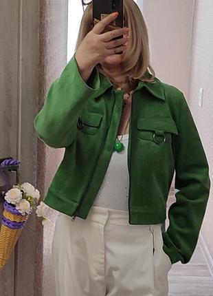 Укорочена куртка зі штучної замші🍏 zara розмір м