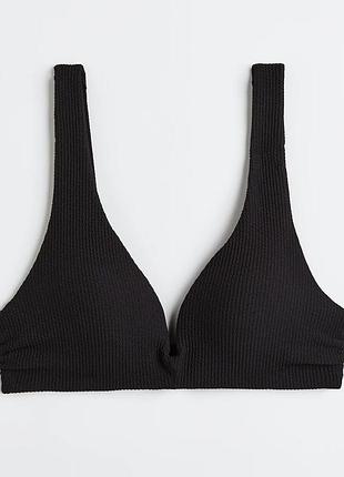 Новий чорний верх від купальника в рубчик h&m, 46, xxl