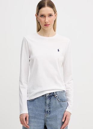 Білий базовий лонгслів ralph lauren в рубчик, розмір xs