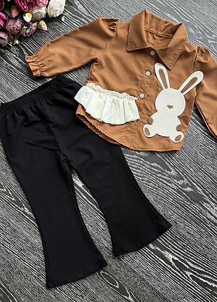 Стильний костюм для дівчинки / дитячий костюм / штани кльош / блузка