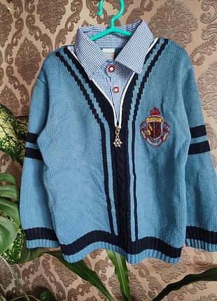 Джемпер 2 в 1 türkan kids club с имитацией рубашки