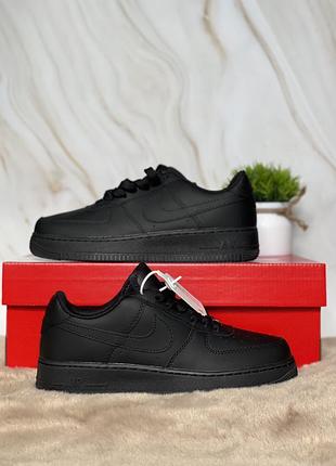 Кросівки nike air force 1 low black premium найк ейр форс чорні 36-45
