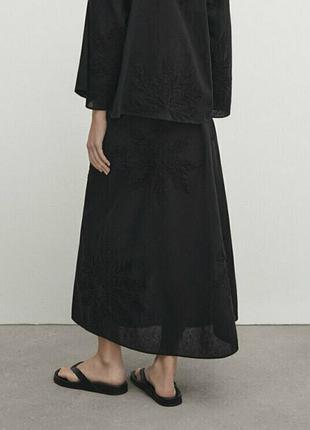Спідниця міді massimo dutti з вишивками, limited