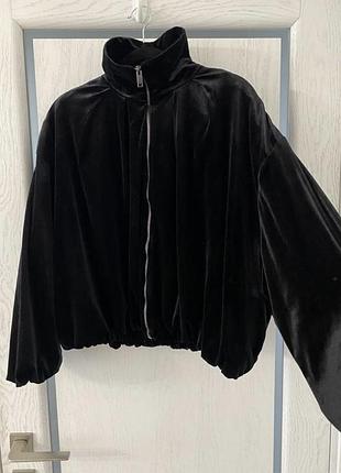Новый модный велюровый бомбер кофта на молнии 50-52 р zara