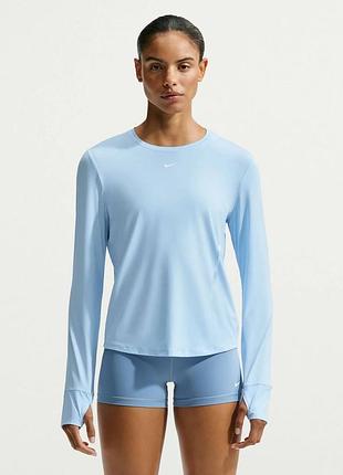 Жіночий лонгслів nike one classic dri-fit long-sleeve top - hydrogen blue/white fn2801-407 розмір: s