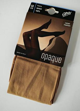 Плотные женские колготки бренда gipsy (модель luxury opaque, 50 den) в цвете camel, размер м.
