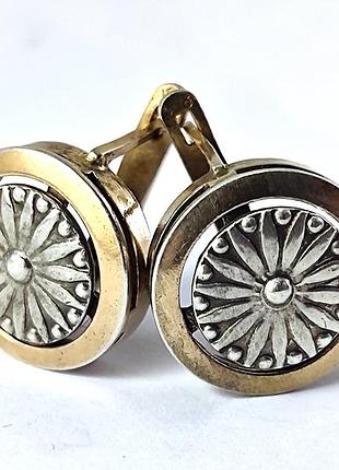 Винтажные серебряные сережки с позолотой. 925 проба.