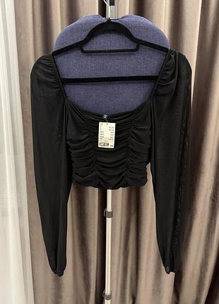 Корсетна чорна блуза від h&m, розмір хс-с, нова з біркою