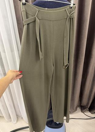Оливкові штани-палацо від zara , стан нових , розмір 38 (м), з поясочком