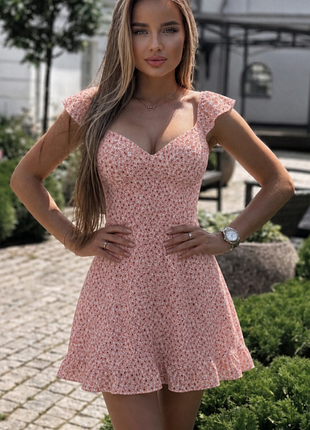 Натуральна підкладка 🌸 сукня в квіточку na-kd x pamela 👗 летня міні сукня з рукавами 💐 короткий квітковий сарафан s-m