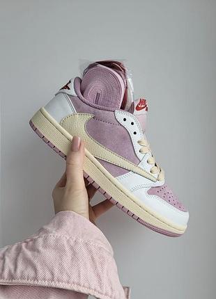 Nike air jordan 1 low x travis scott pink white beige