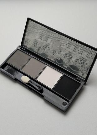Exotica палетка матових тіней 4 кольори сірі чорні білі