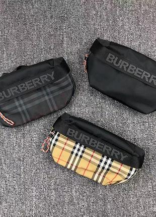 Сумка на пояс burberry check / стильна бананка барбері
