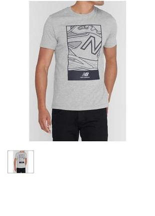 Оригинальная футболка new balance (серая, с логотипом),размер xl.