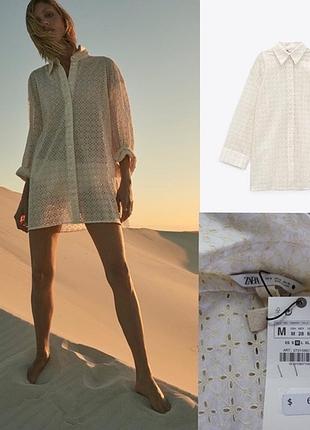 Сорочка із прошви, zara, розмір м, блуза zara