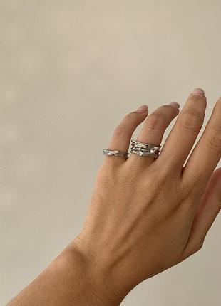 Каблучка сталева срібляста безформна срібна каблучка набір