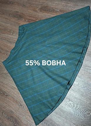 Стильная качественная шерстяная зеленая юбка в клетку р.22 от country collection