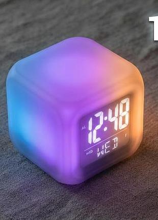Цифровые led часы-кубик color change с будильником.