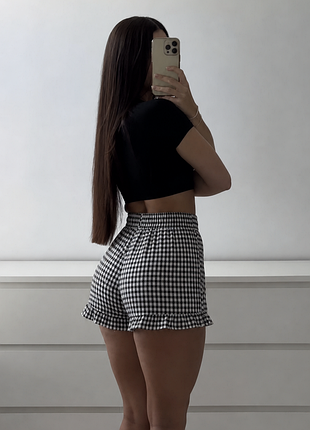 Легкие и дышащие 🖤 шорты primark ☀️  короткие шорты 🌸 в клетку виши на резинке s-m