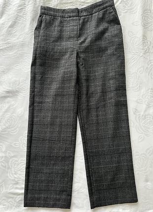 Сірі брюки в клітинку zara basic, розмір s