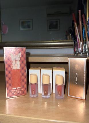 Laka fruity glam tint mini, qiciy глитер,  o.two.o блеск прозрачный