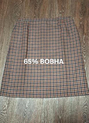 Стильная качественная шерстяная юбка в клетку р.24 от country collection