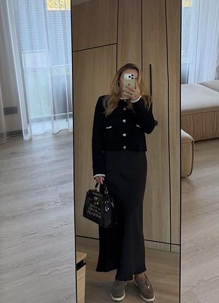 Спідничка сатинова силует рибка, кардиган вовняний букле h&m