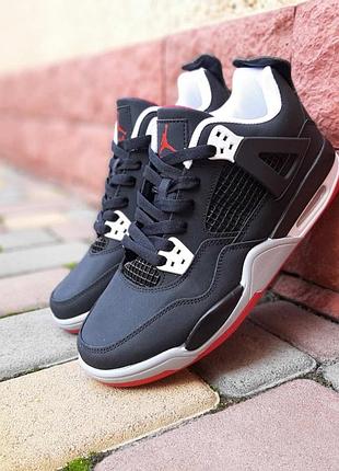 Кроссовки nike air jordan 4 черные с красным распродаж sale