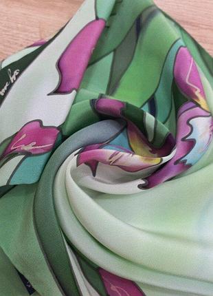 Camellia hand painted шелковый платок с камелиями ручная роспись