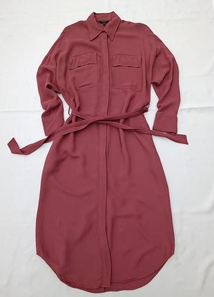 Платье-рубашка massimo dutti с поясом, 100% вискоза меди