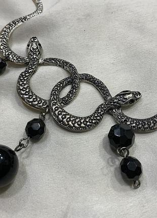 🐍 🖤 ⛓️ винтажное акцентное колье «dark serpentine» с подвесками ⛓️ 🖤 🐍