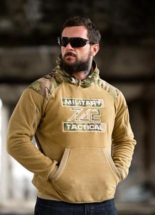 Худи флисовая тактическая койот+мультика 7.62 military tactical! кофта тактическая флисовая койот+мультика! кофта худи флисовая тактическа койот!