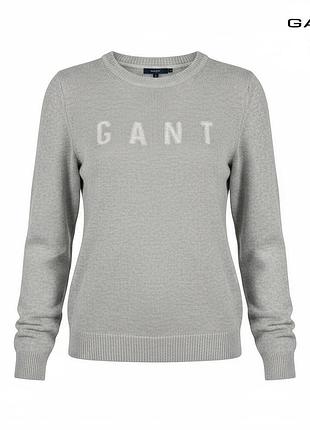 Оригинальный женский котоновый свитер gant размер xs серый хлопковый джемпер гант лонгслив свитшот женская кофта водолазка а1