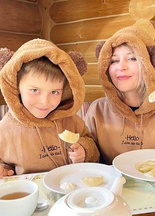 Худи мишка мохнатый с капюшоном и ушками
