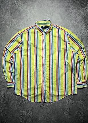 Vintage винтажная рубашка polo ralph lauren поло ральф лаурен big pony striped  в полоску size xl размер хл