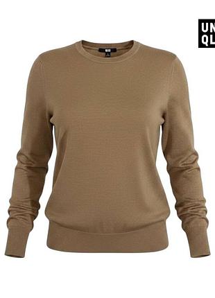 Оригинальный женский шерстяной свитер uniqlo размер м горичный из  шерсти джемпер юникло женская кофта лонгслив тёплый зимний m a1