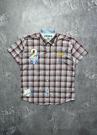 Vintage винтажная рубашка la martina ла мартина big logo check в клетку size m
