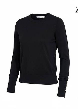Оригінальний жіночий віскозний светр zara розмір s чорний тонкий гольф лонгслів зара чорний жіноча кофта водолазка лонг з а1