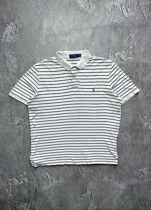 Vintage винтажная футболка поло polo ralph lauren поло ральф лаурен big pony striped в полоску size l