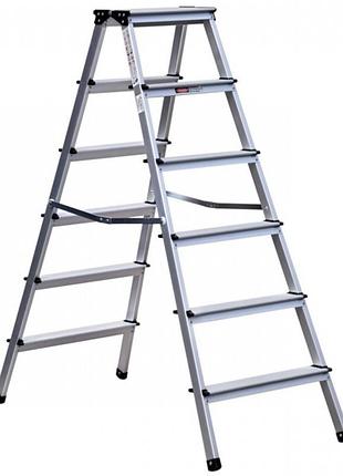 Двухсторонняя стремянка алюминиевая virastar olympos 2x6 ступеней